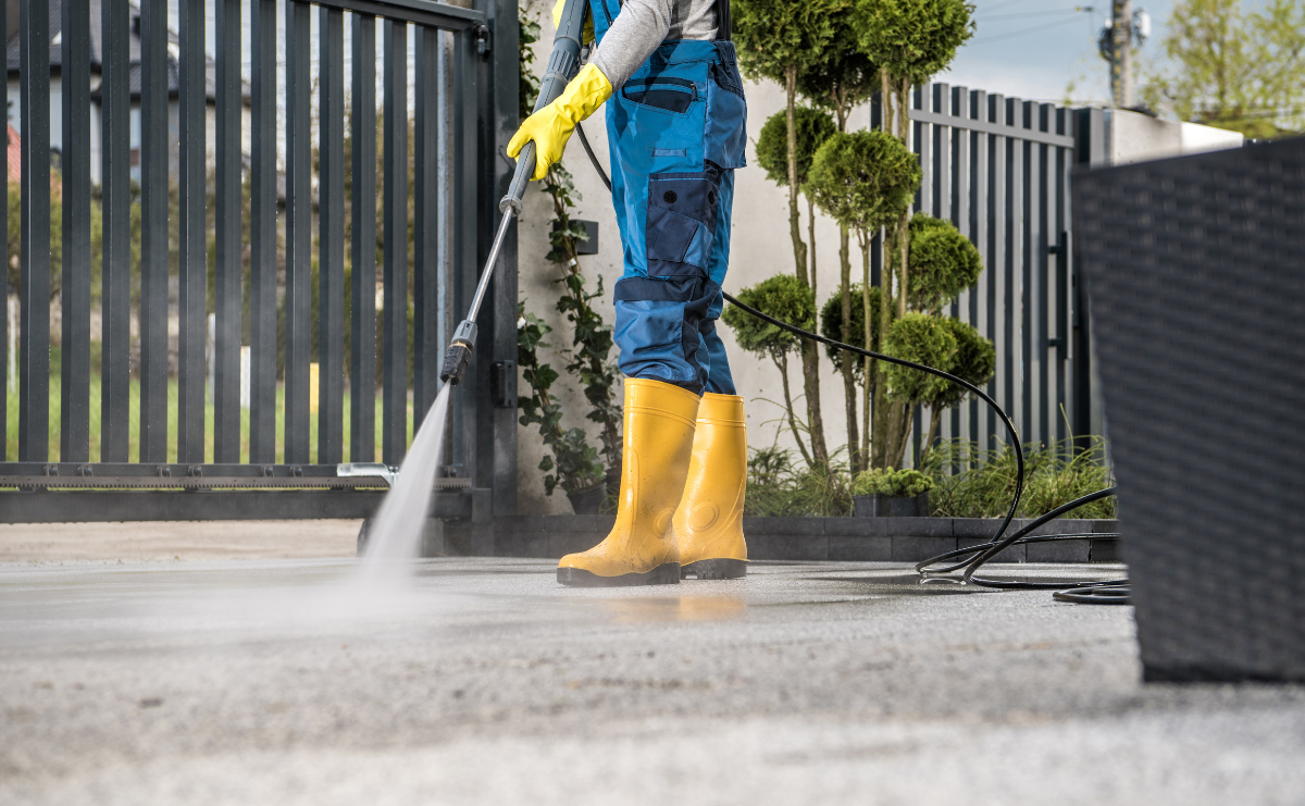 cleaning the yard